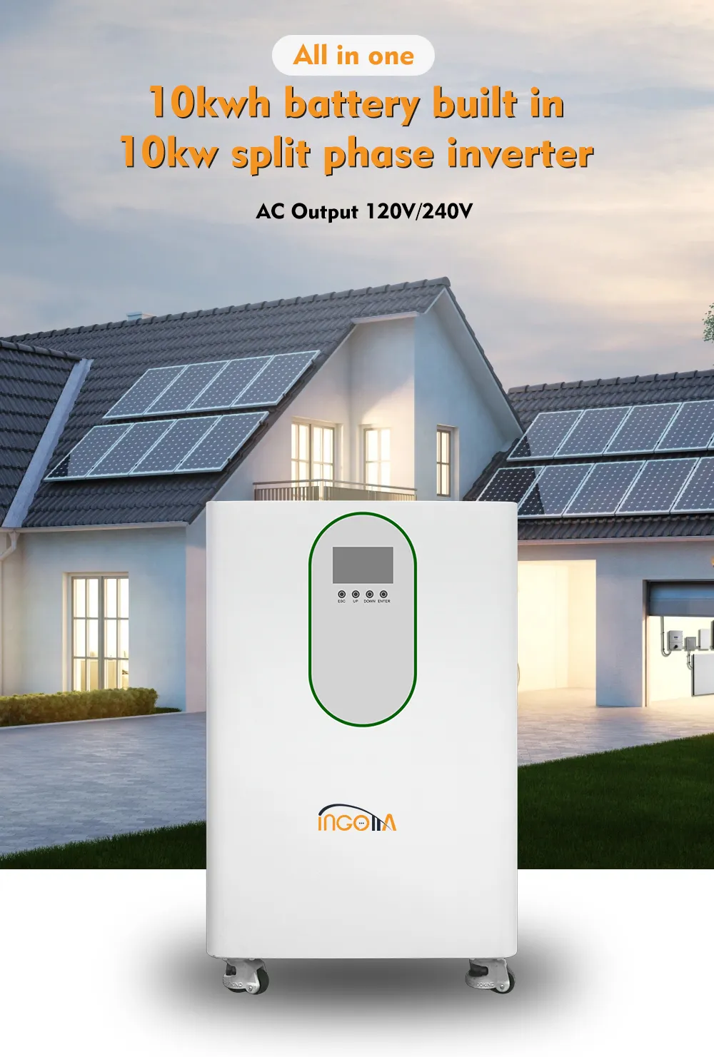 All in one system:15KWh battery & 10KW split hybrid inverter